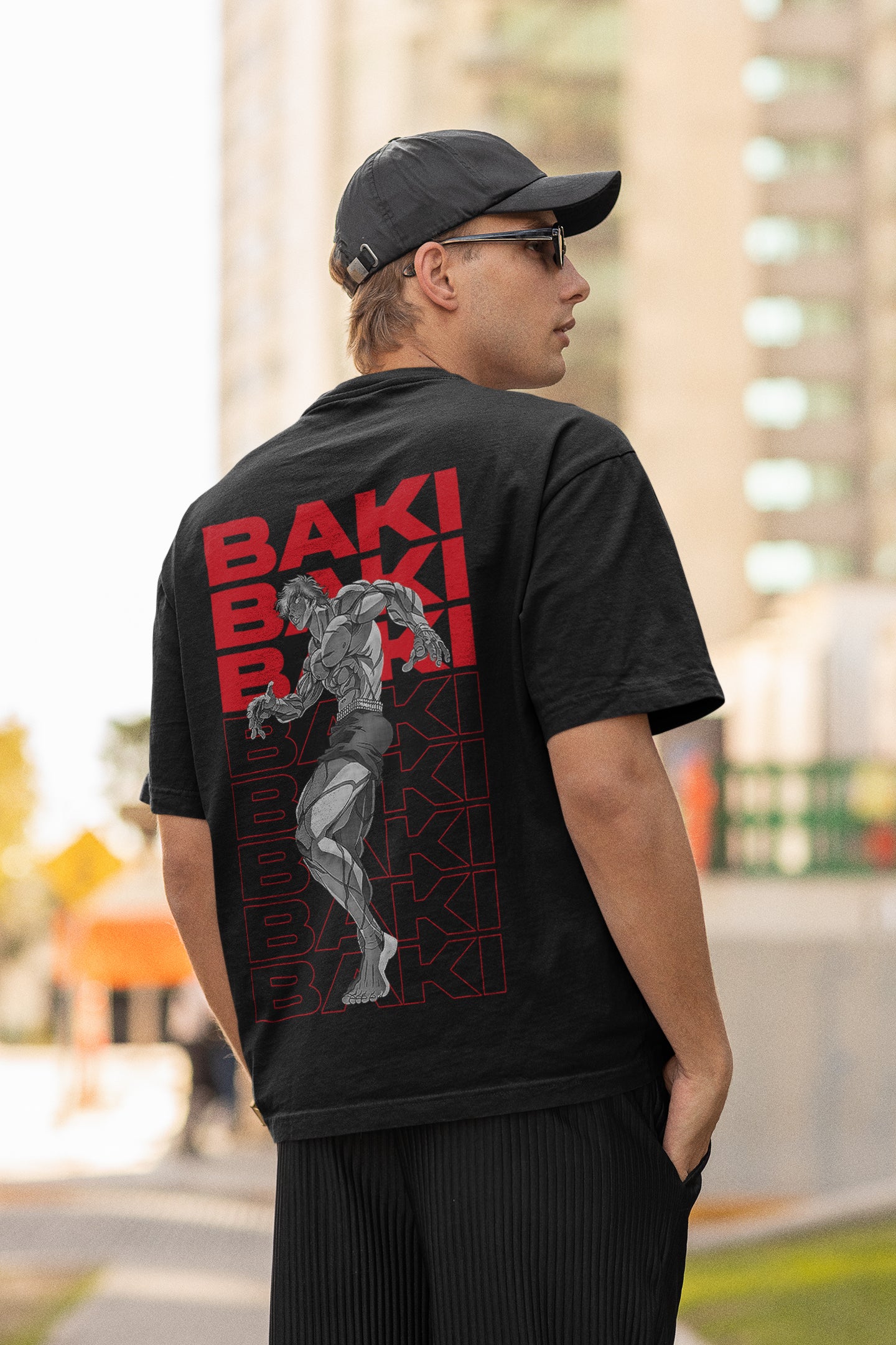 Baki men oversized graphic back printed anime t shirt
