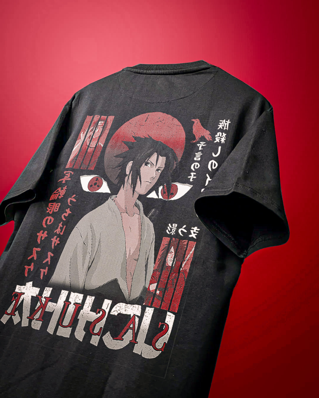 Sasukae men oversized graphic back printed anime t shirt